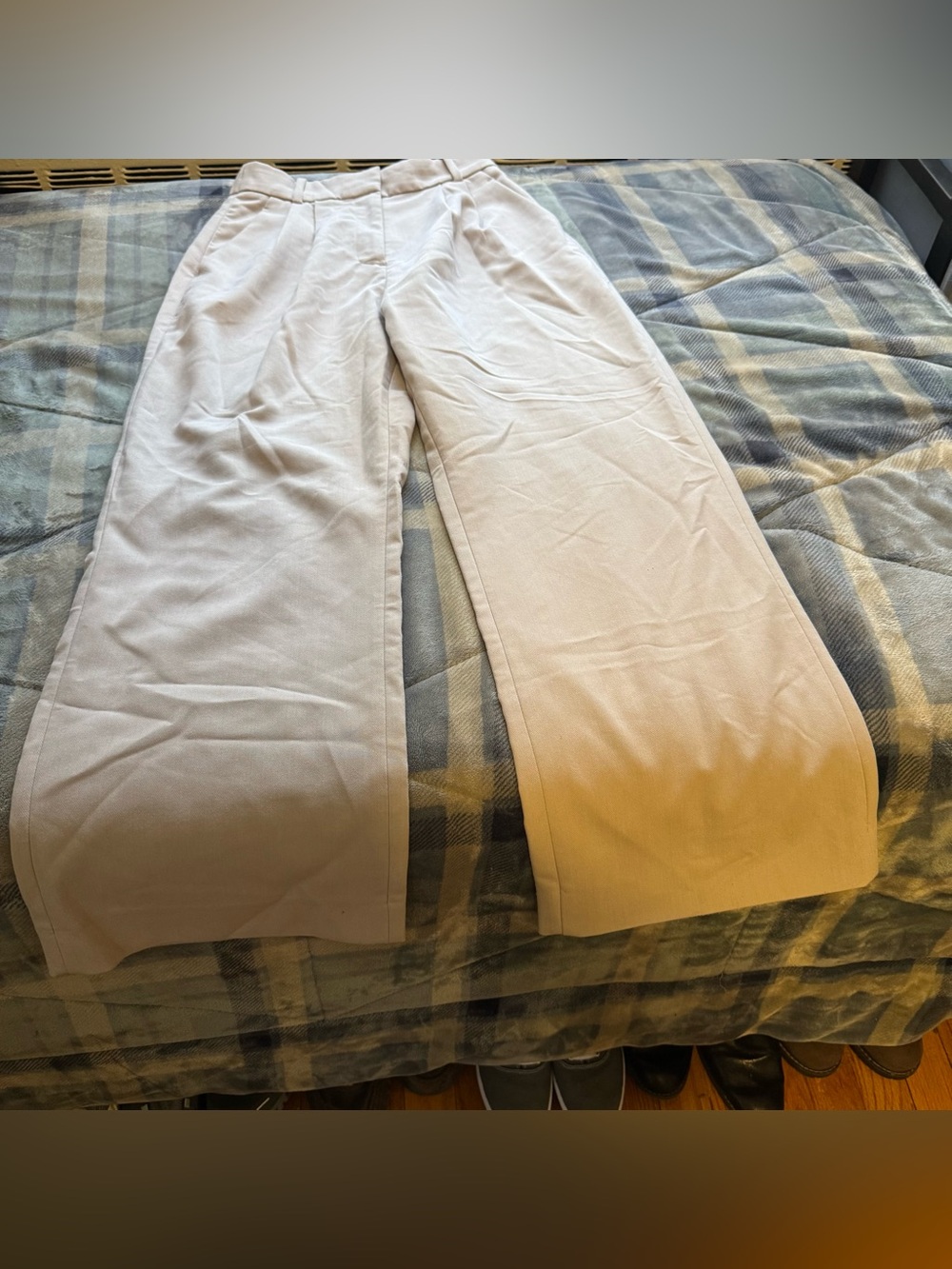 Abercrombie & Fitch Cream Wide-Leg Trousers